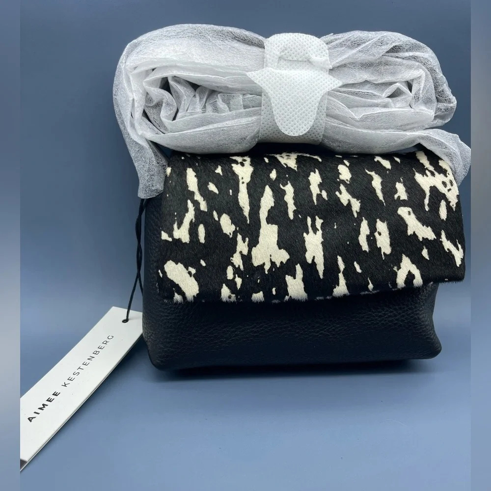 AIMEE Kestenberg Novelty Preston Leather Mini Crossbody Bag, Static Haircalf NWT - Picture 7 of 15